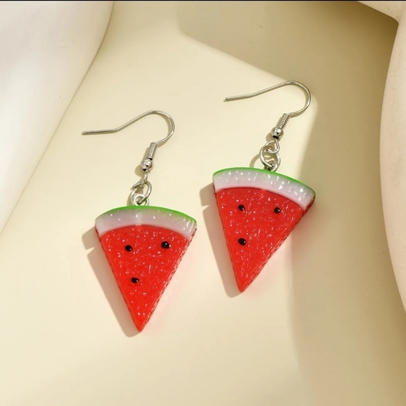 Watermelon Slice Pierced Earrings - Picture 5 of 7